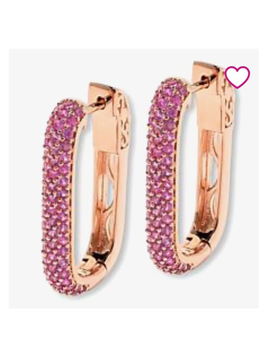 New Colleen Lopez Rose Gold Pink Sapphire Paperclip Hoop Earrings